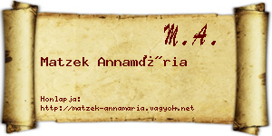 Matzek Annamária névjegykártya